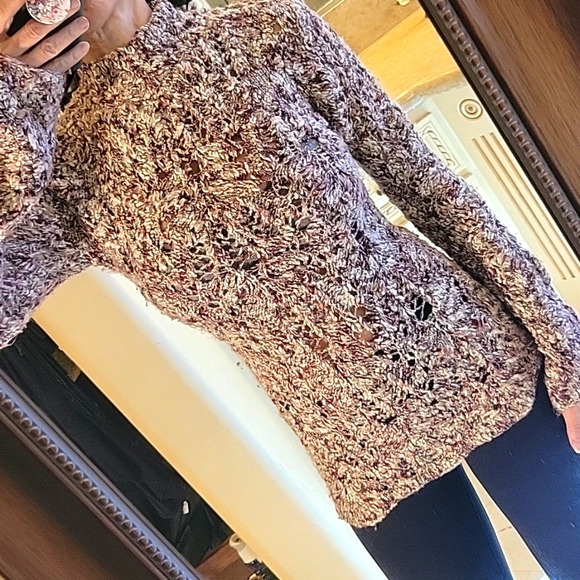 Bebe Cozy Multicolor Crocheted Sweater, L - Picture 4 of 15